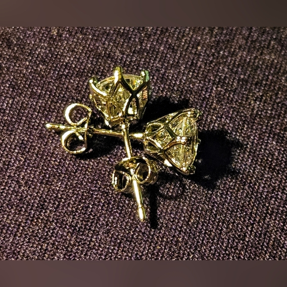 Moissanite and Silver Round Cut Earrings - Picture 5 of 9